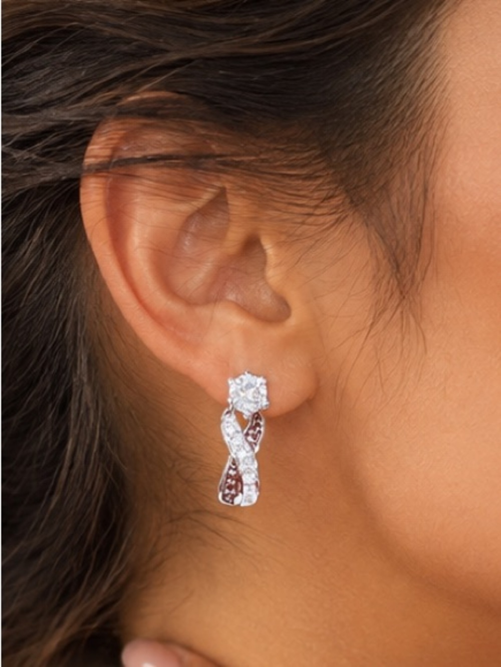 NWOT Danbury Mint "Mocha Swirl" Diamonisse Earrings – 14kt Gold Plated